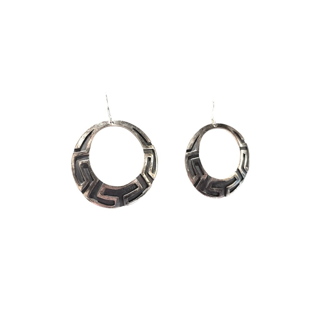 Vintage “Hecho en México” Silver Hoop Earrings